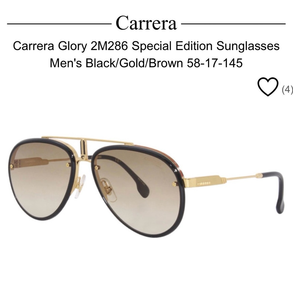 Carrera Glory 2M286 Black and Gold Aviator Sunglasses